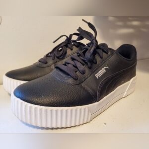 PUMA Carina Black Sneakers with White Soles